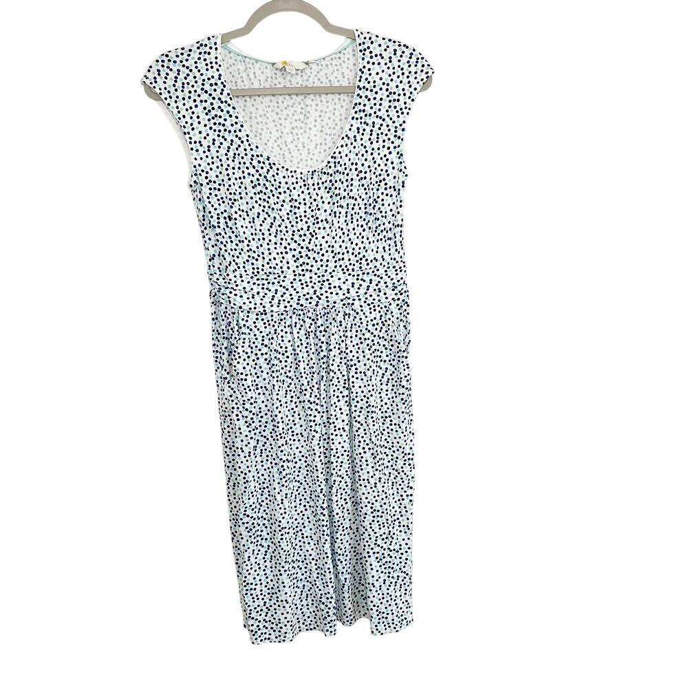 Boden Margot Jersey Knit Dress Cap Sleeve Polka Dot White Size 6 Long - Picture 2 of 6